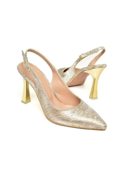 Fox Shoes U676289214 Altın Sim Kalın Topuklu Kadın Ayakkabı Altın