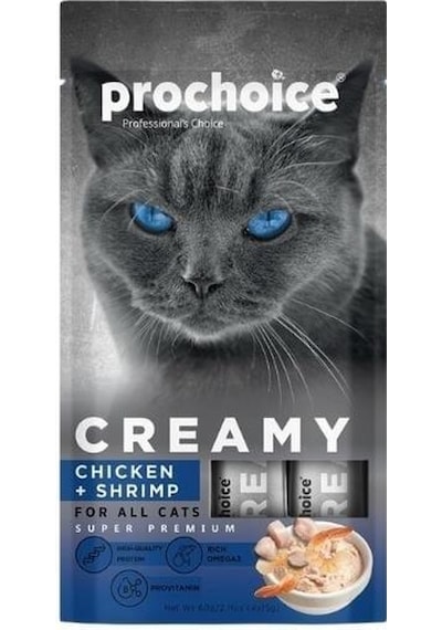 Pro Choice Creamy Kediler İçin Tavuklu Karidesli Sıvı Kedi Ödül 4 x 15 G