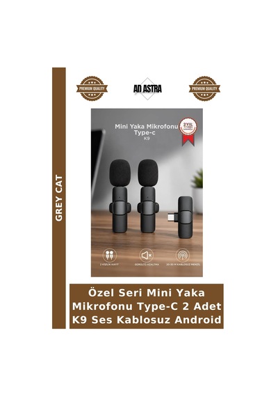 Özel Seri Mini Yaka Mikrofonu Type-c 2 Adet K9 Ses Kablosuz Android