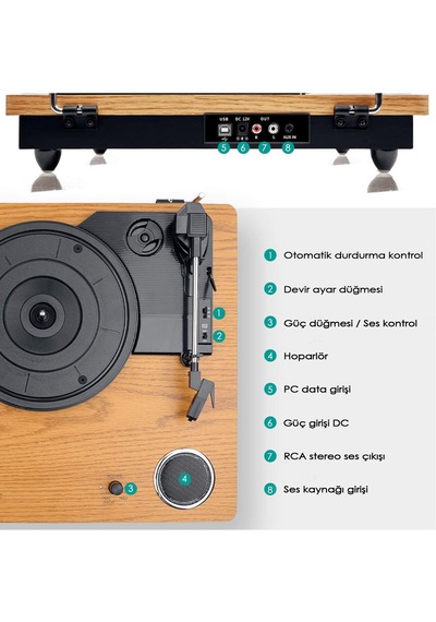 Record Master Tt249 Retro Pikap - Bluetooth + Mp3 Kayıt Özelliği