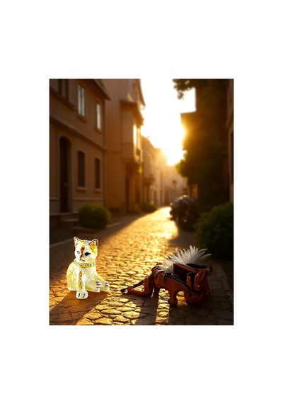 Taş Detaylı Sarı Kedi Biblo Çelik Metal 7x6 CM