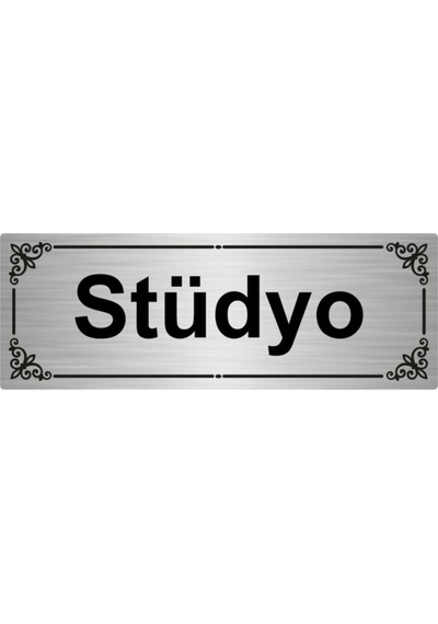 Stüdyo 7x20cm Gümüş Renk Metal Yönlendirme Levhası