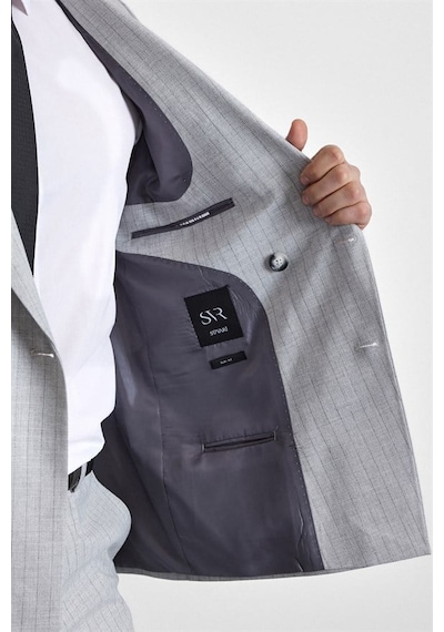 Süvari Gri Slim Kruvaze Yaka 6 Drop Takım Elbise Tk1006900395-s05