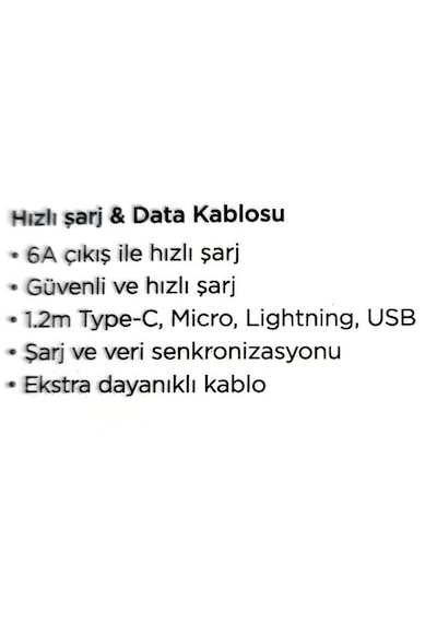Megatech CHC31 Micro Type-C Lightining Çoklu Hızlı Şarj Kablosu 120 CM