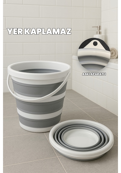 Yer Kaplamaz 13 Lt Katlanır Kova - Temizlik Kovası - Su Kovası