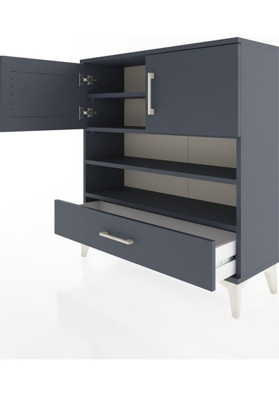 Arges Şifonyer 4 Raflı Tek Çekmeceli 2 Kapaklı 88x30x96 Antrasit-antrasit Antrasit Arges Şifonyer 4 Raflı Tek Çekmeceli 2 Kapaklı 88x30x96 Antrasit-antrasit Antrasit