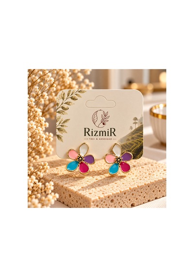 Renkli Papatya Küpe Çok Renkli
