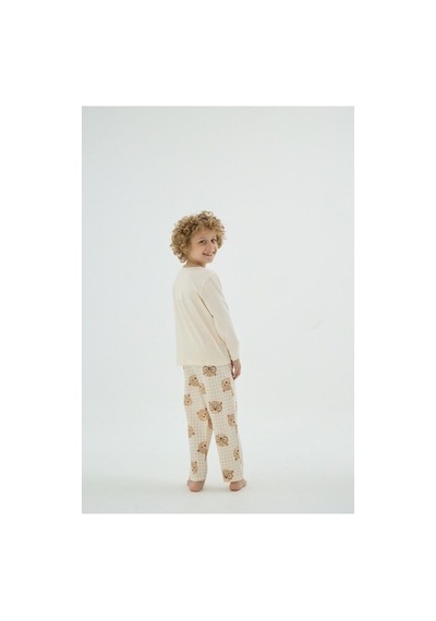 Zeyzey 8901 Unısex Çocuk Baskılı Pijama Takım Vanılya/3-4yas Vanilya