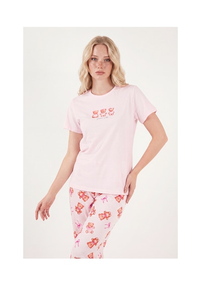 Lela Desenli Pamuklu Bisiklet Yaka Kaprili Pijama Takımı Bayan Pijama Takımı 65790787 Pembe Lela Desenli Pamuklu Bisiklet Yaka Kaprili Pijama Takımı Bayan Pijama Takımı 65790787 Pembe
