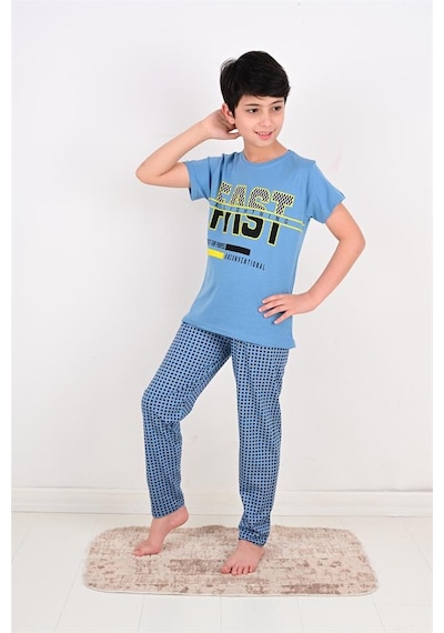 Vitmo erkek çocuk kısa kollu pijama takımı fast model mavi Vitmo erkek çocuk kısa kollu pijama takımı fast model mavi
