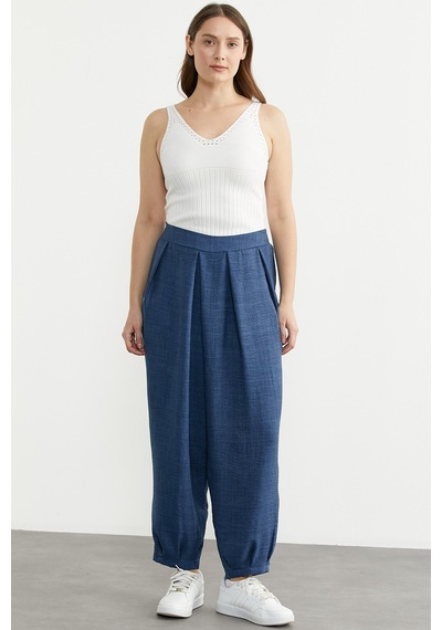Sementa Pensli Rahat Kalıp Pantolon - Indigo