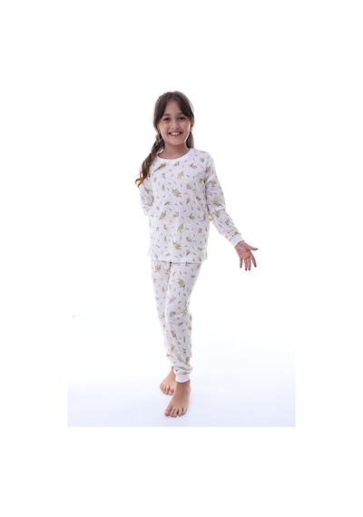 Yumuşak Dokulu Kız Çocuk Bahar Desenli Pijama Takımı 100% Pamuk Konforu Çok Renkli
