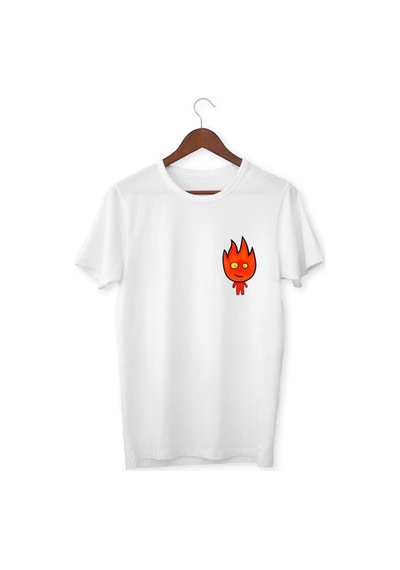Alpşan Ticaret Ateş Ve Su Baskılı Çift Tişört Yetişkin Çocuk T-shirt Beyaz