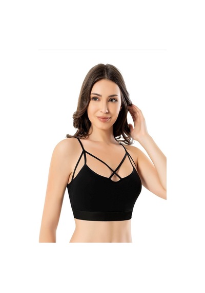 Kota Ip Askılı Kadın Büstiyer Ipli Yarım Atlet Krop 6378Siyah L-Xl