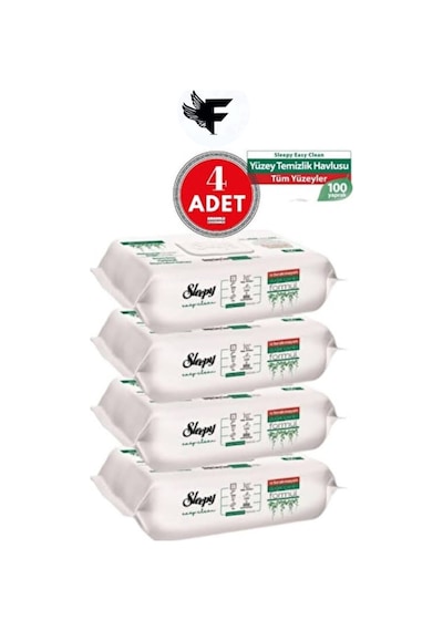 4 Pk Yüzey Temizlik Havlusu 100 Lü Beyaz Sabun Katkılı Tüm Yüzeyler Diğer