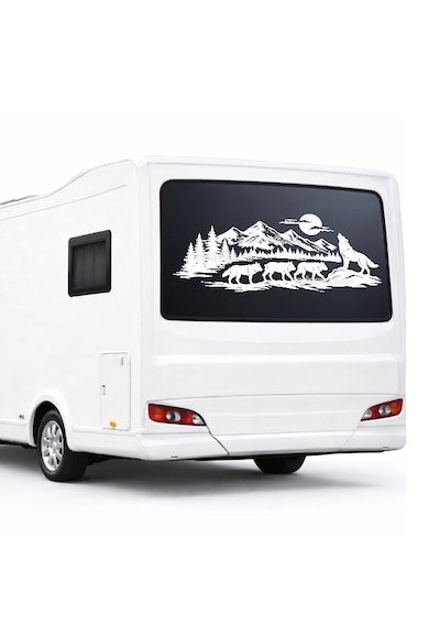 Doğa Manzarası Ve Kurt Sürüsü Karavan Sticker 150 X 62 Cm