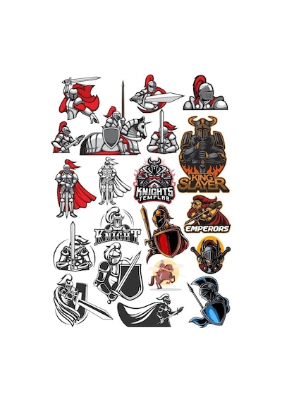 Şövalye Sticker Set 3 16 Parça Telefon, Tablet, Defter, Laptop Sticker