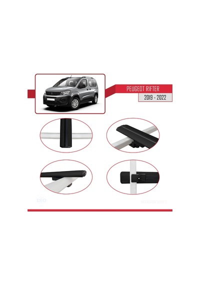 Peugeot Rifter 2019-2022 Arası İle Uyumlu Basic Model Ara Atkı Tavan Barı Siyah 3 Adet