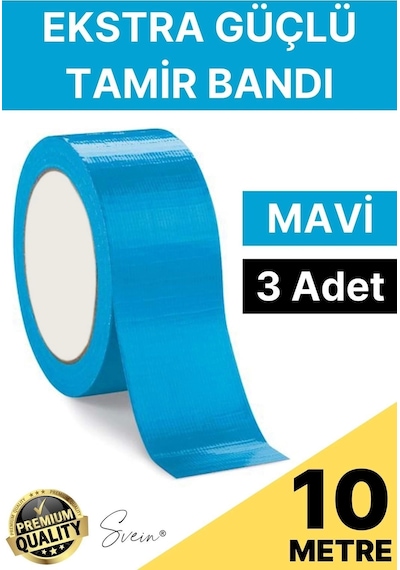 3 Adet 10 Mt Mavi Tamir Takviye Kapatıcı Güçlü Onarım Bandı Su Geçirmez Sızdırmaz Dayanıklı Çatlak