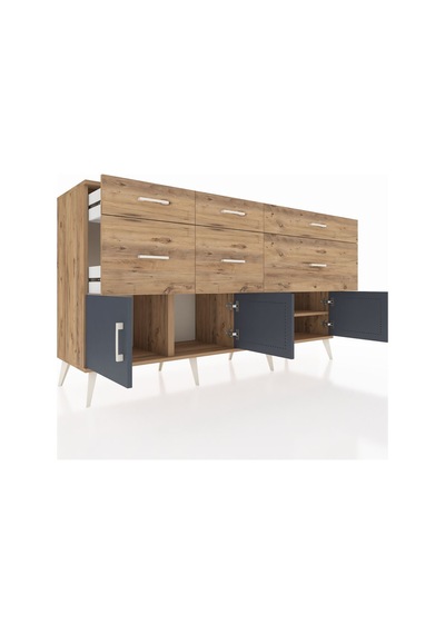 Hyperion Konsol Tek Raflı 6 Çekmeceli 4 Kapaklı 176x44x99 Çam-ant Çam-antrasit/çam Hyperion Konsol Tek Raflı 6 Çekmeceli 4 Kapaklı 176x44x99 Çam-ant Çam-antrasit/çam