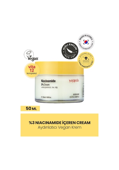 Yeppda %3 Oranında Niacinamide İçeren Nemlendirici Krem Yeppda Niacinamide %3 Cream 50 ML