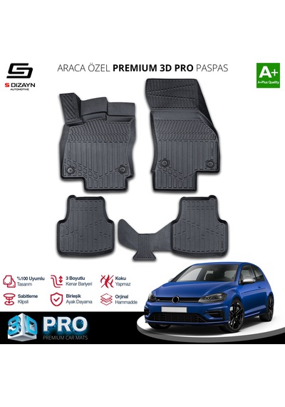S-dizayn Vw Golf 7 3d Pro Havuzlu Paspas 2012-2020 A+ Kalite