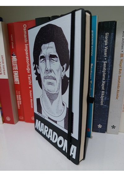 Tarihsiz Siyah Ajanda / Defter - Maradona Kapaklı