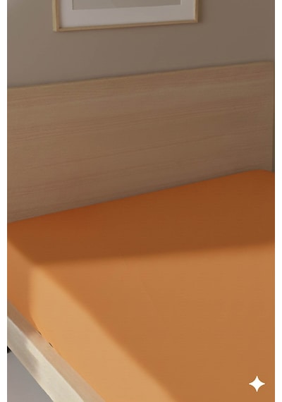 %100 Pamuk Ranforce Premium Tek Kişilik Çarşaf - Turuncu Turuncu
