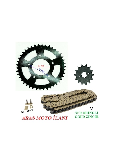 Cf Moto 250 Sr ,Nk 250 Uyumlu Oringli Zincir Dişli Seti (Gold SFR Zincir)- Arasmoto
