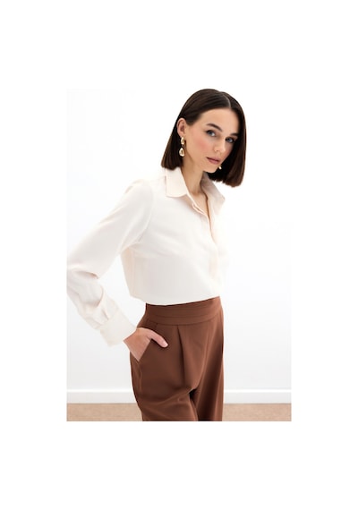 Sateen Klasik Düz Gömlek - Bej