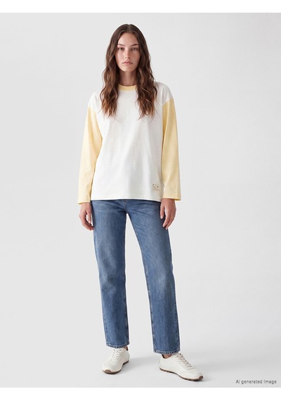 Lcw Modest Beyaz Renk Bloklu Oversize Kadın Sweatshirt Tunik