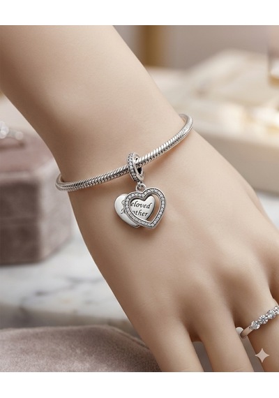 Gümüş Kalp Detaylı Charm