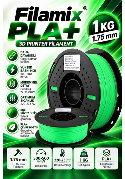 Filamix Pla+ Filament 1.75mm 1 Kg Açıkyeşil