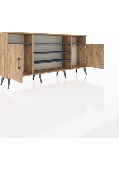 Arges Konsol 5 Raflı 2 Kapaklı 176x30x83 Çam-çam/antrasit Çam/antrasit Arges Konsol 5 Raflı 2 Kapaklı 176x30x83 Çam-çam/antrasit Çam/antrasit