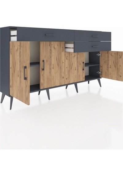 Arges Konsol 2 Raflı 3 Çekmeceli 4 Kapaklı 176x30x99 Antrasit-çam/antrasit Atlas Çam/antrasıt - Antrasıt Arges Konsol 2 Raflı 3 Çekmeceli 4 Kapaklı 176x30x99 Antrasit-çam/antrasit Atlas Çam/antrasıt - Antrasıt