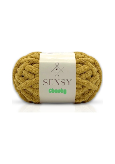 Sensy Chunky El Örgü Ipliği 200 Gr Parmak Örgü Ipi Tığsız Şişsiz El Ile Örgü Ipi Battaniye Ipi Hardal