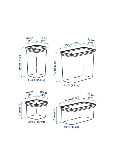 Ikea Korallvıppa Erzak Saklama Kabı Seti, Şeffaf, 6'lı Set