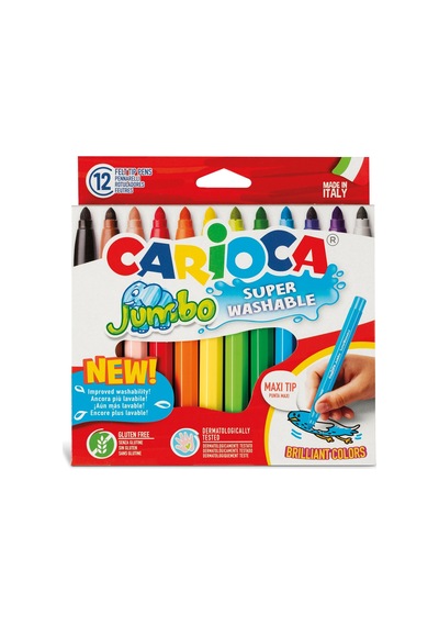 Carioca Keçeli Boya Kal Jumbo Süper Yıkanabilir 12 Renk 40569
