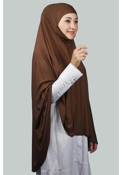 Altobeh Hazır Türban Peçeli Pratik Eşarp Tesettür Nikaplı Hijab - Namaz Örtüsü Sufle (5XL) - Çikolata