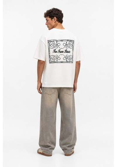 Respire Erkek Ffb Nakışlı Oversize T-shirt Ekru