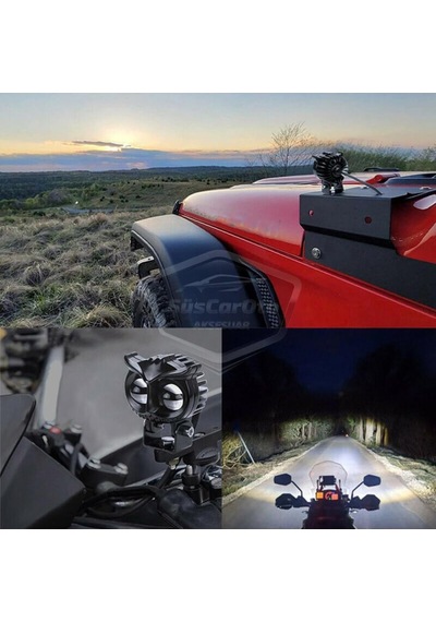 Şüscaroto Aksesuar Baykuş Sis Farı Çift Renk Sarı-beyaz Araç Motosiklet Off Road Led 50w Metal Çalışma Lambas