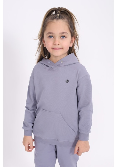 Kız Çocuk Relax Fit Kapüşonlu Cepli Baskılı Sweatshirt - 2 İplik Koyu Gri Kız Çocuk Relax Fit Kapüşonlu Cepli Baskılı Sweatshirt - 2 İplik Koyu Gri