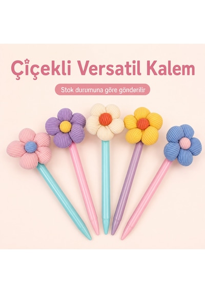 Bakgeelal Çiçek Detaylı Renkli Versatil Kalem 0.7 Mm Uçlu Mekanik Kurşun Kalem - 9067630240245 Çok Renkli