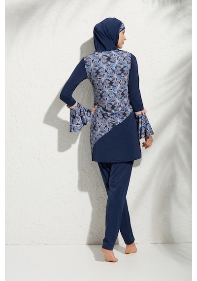 Pierre Cardin 191921 Uzunkollu Kolu Volanlı Desenli Tesettür Mayo