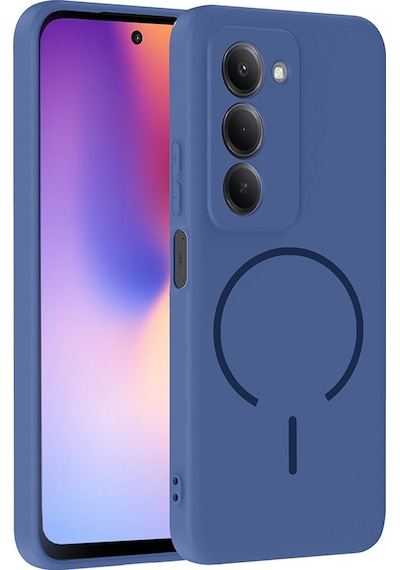 Xiaomi Redmi 15 Kılıf M-safe Şarj Özellikli Zore Meta Kapak Lacivert
