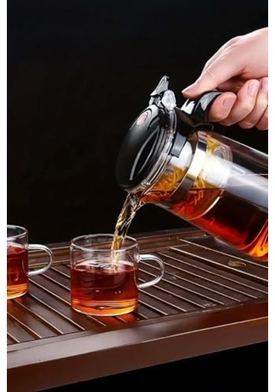Borosilikat Cam Demlik 900 Ml Dayanıklı Tek Tuşla Demleme Diğer