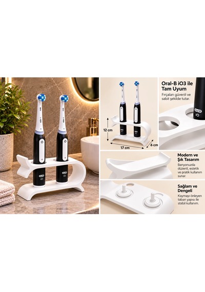 Oral-b İo3 Uyumlu Şarjlı Diş Fırçası Ve Başlık Standı Zyndo Beyaz