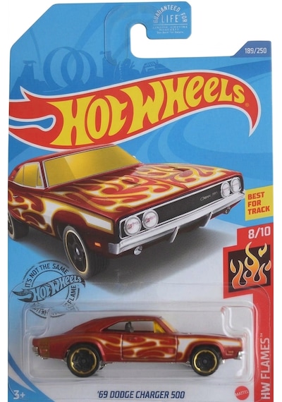 Hot Wheels '69 Dodge Charger 500 - Uzun Kart - Ghg09 - 2017 - Hw Flames 1/64 Kırmızı