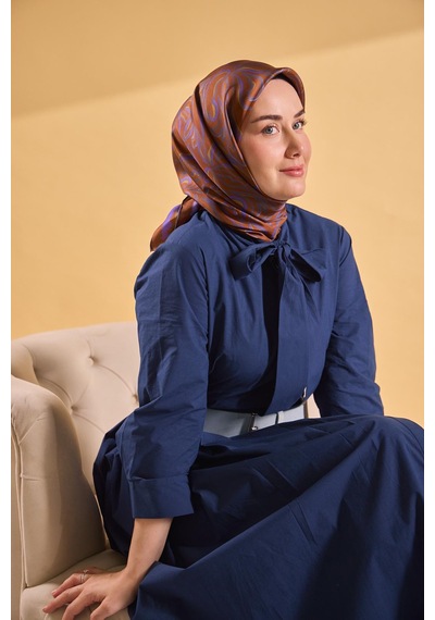 Silk Home Twill İpek Eşarp Line Kiremit Çok Renkli