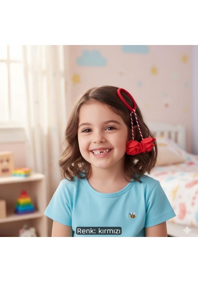Kırmızı Gül Detaylı Saç Toplama Tokası Diğer